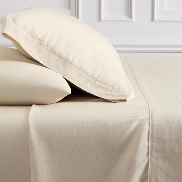 West Elm Signature Tencel Linen Sheet Set, Queen, Sand, Retail $249.00 USD - Picture 1 of 16